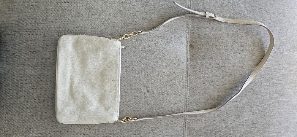 Kate Spade Cream Pebbled Leather Shoulder Bag Gold Chain Crossbody